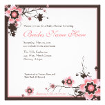 Pink and Brown Cherry Blossom Shower Invitation