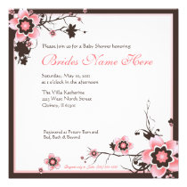 Pink and Brown Cherry Blossom Shower Invitation invitations