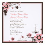 Pink and Brown Cherry Blossom Wedding Invitation