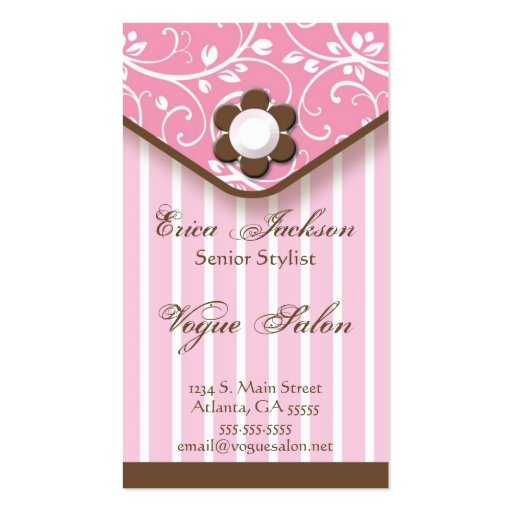 Pink and Brown Clutch Business Card (front side)