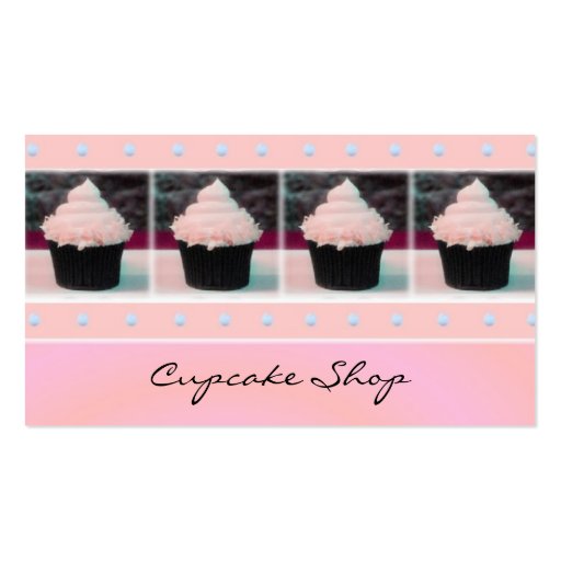 Pink and Brown Cupcake Business Cards (front side)