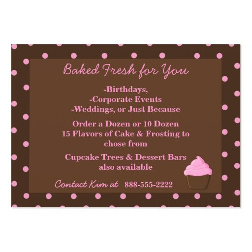 Pink and Brown Cupcake "chubby" Business Cards (back side)