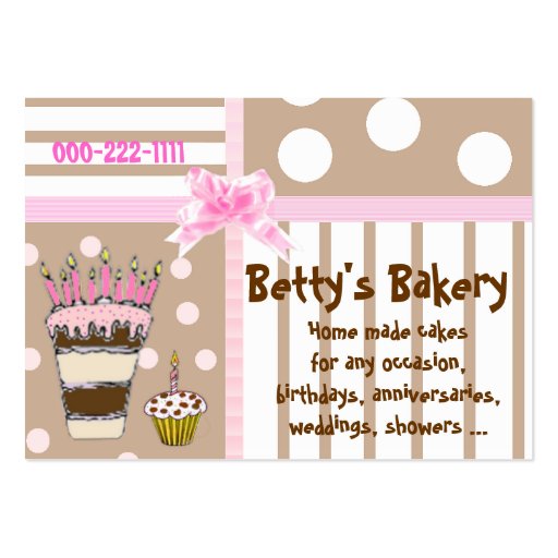 Pink and Brown Cute Bakery Business Card (front side)