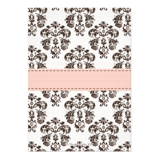 Pink and Brown Damask Baby Shower Invitations