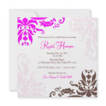 Pink and Brown Damask Bridal Shower Invitation