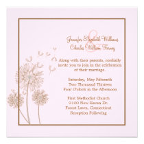 Pink and Brown Dandelion Wedding Invitation invitations