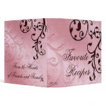 Pink and Brown Filigree Recipe 3 Ring Binders