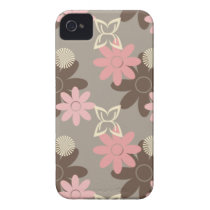 Pink and Brown Flowers iPhone 4 Case