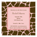 Pink and Brown Gariffe Baby Shower Invitation invitations