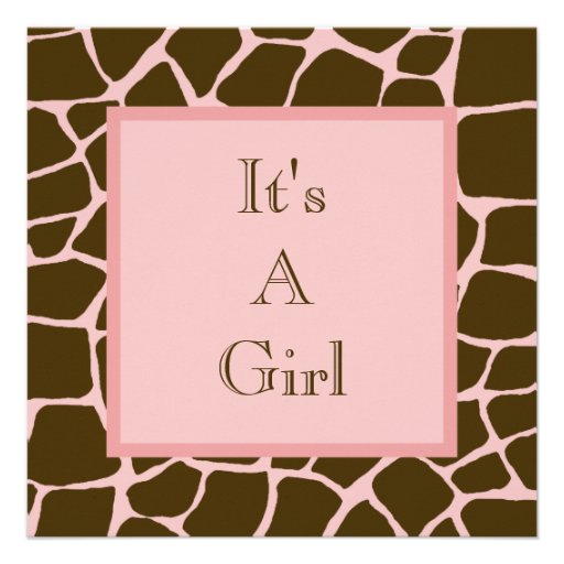 Pink and Brown Gariffe Baby Shower Invitation