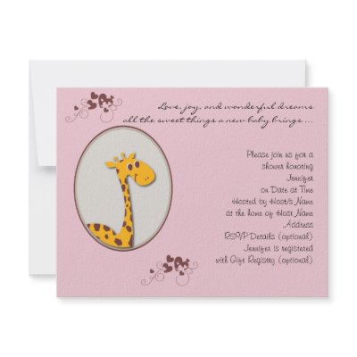 Pink Brown Baby Shower Invitations on Pink And Brown Giraffe Baby Shower Invitation By Noteableexpressions