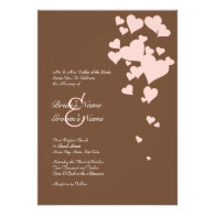Pink and Brown Hearts Wedding Invitation