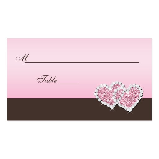 Pink and Brown Joined Hearts Place Cards Business Cards (front side)