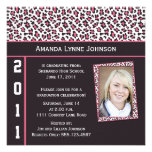 Pink and Brown Leopard Print Graduation Invitation
