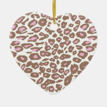 Pink and Brown Leopard Print Christmas Tree Ornaments