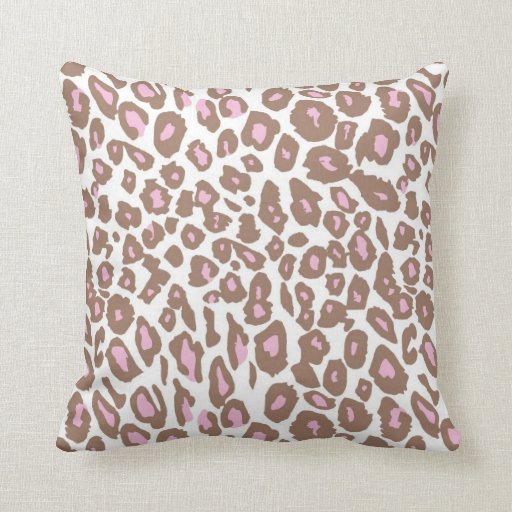 Pink and Brown Leopard Print Throw Pillow Zazzle