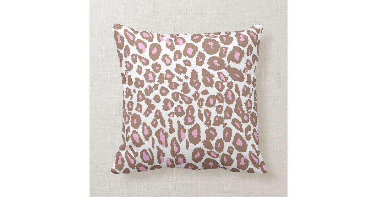 Pink and Brown Leopard Print Throw Pillow Zazzle