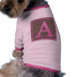 Pink and Brown Letter A Monogram Dog Tshirt