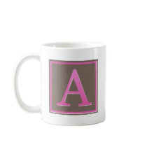 Pink and Brown Letter A Monogram mugs by asthedeer Pink and Brown Letter A Monogram mugs