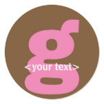 Pink and Brown Monogram - Letter G Stickers