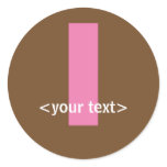 Pink and Brown Monogram - Letter L Round Sticker