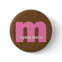 Pink and Brown Monogram - Letter M buttons
