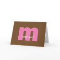 Pink and Brown Monogram - Letter M cards