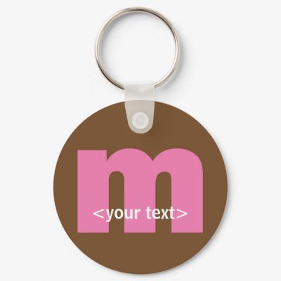 Pink and Brown Monogram - Letter M Keychain by fantasian_angel