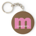 Pink and Brown Monogram - Letter M keychains