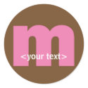 Pink and Brown Monogram - Letter M stickers
