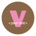 Pink and Brown Monogram - Letter V stickers