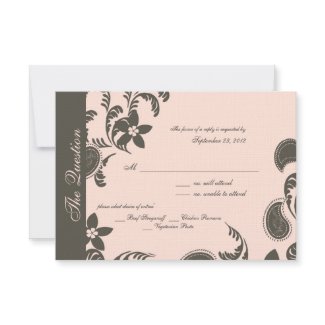 Pink and Brown Paisley and Floral invitation