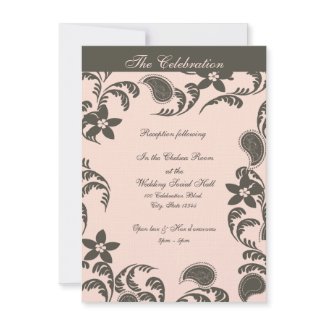 Pink and Brown Paisley Floral invitation