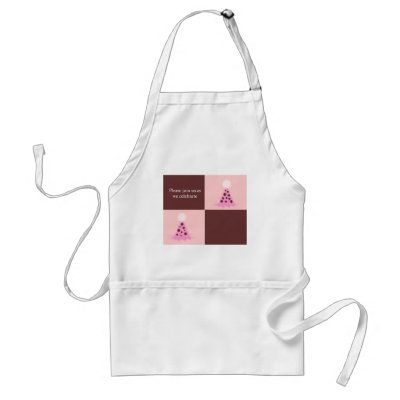 Pink and Brown Party Hat Birthday Party Products Aprons by jbranam