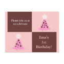 Pink and Brown Party Hat Birthday Party Products postcards