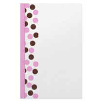 Pink and Brown Polka Dot Stationary Customized Stationery