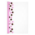 Pink and Brown Polka Dot Stationary Customized Stationery