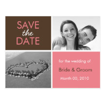Pink and Brown Save the Date Photo Postcards