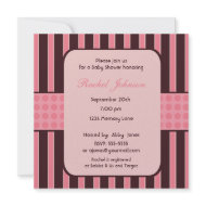 Pink and Brown Stripe Baby Shower Invitation invitation