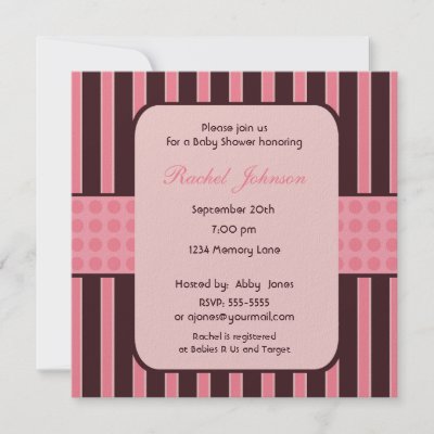 Baby Shower Invitations Brown  Pink on Pink And Brown Stripe Baby Shower Invitation From Zazzle Com