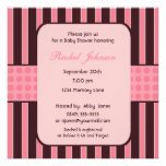 Pink and Brown Stripe Baby Shower Invitation invitations