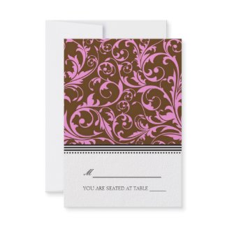 Pink and Brown Swirl Folding Tent Place Card invitation