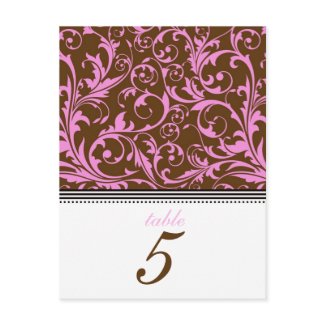 Pink and Brown Swirl Folding Tent Table Number postcard