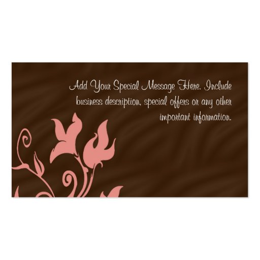 Pink and Brown Swirl Make-Up Artist or Salon Business Card Templates (back side)