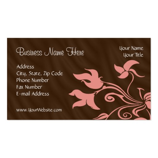 Pink and Brown Swirl Make-Up Artist or Salon Business Card Templates