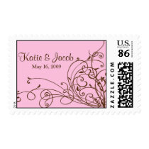 Pink and Brown Swirl Monogram postage