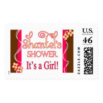 Pink and brown USPS baby shower stamps