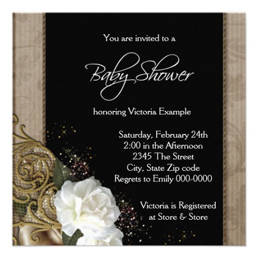 Pink and Brown Vintage Baby Girl Shower Invite