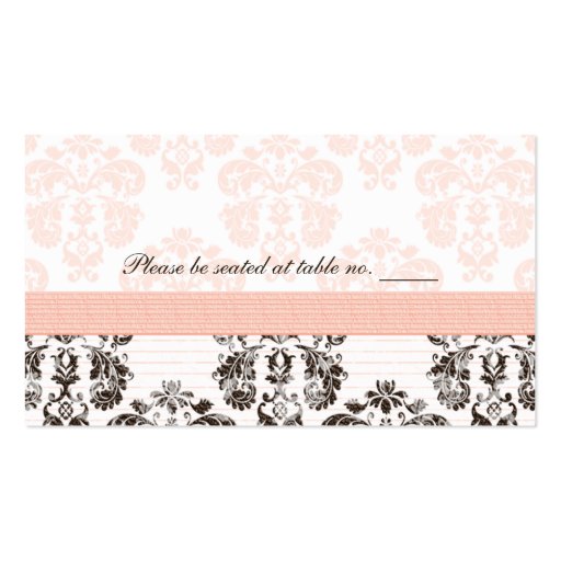 Pink and Brown Vintage Damask Wedding Table Place  Business Card Templates