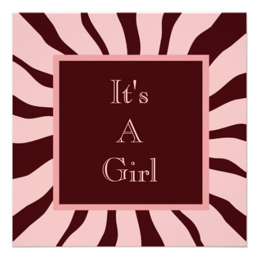 Pink and Brown Zebra Baby Shower Invitation